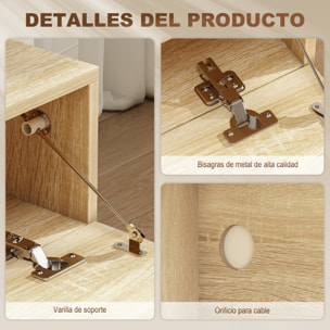 Mueble de TV Suspendido, Mueble de TV para Salón con 2 Cajones Abatibles, 2 Estantes Abiertos, Gestión de Cables, Estilo Moderno, para Televisión 60 Pulgadas, 140x32x31 cm, Madera Natural