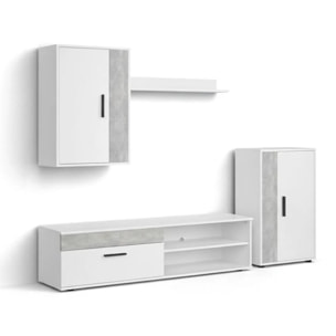 Mueble de salón modular Lunet en blanco artik microcemento 190 cm Blanco Artik (Blanco Mate) - Microcemento