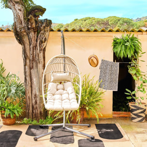 Oeuf suspendu acier osier coussin inclus TOSCANA