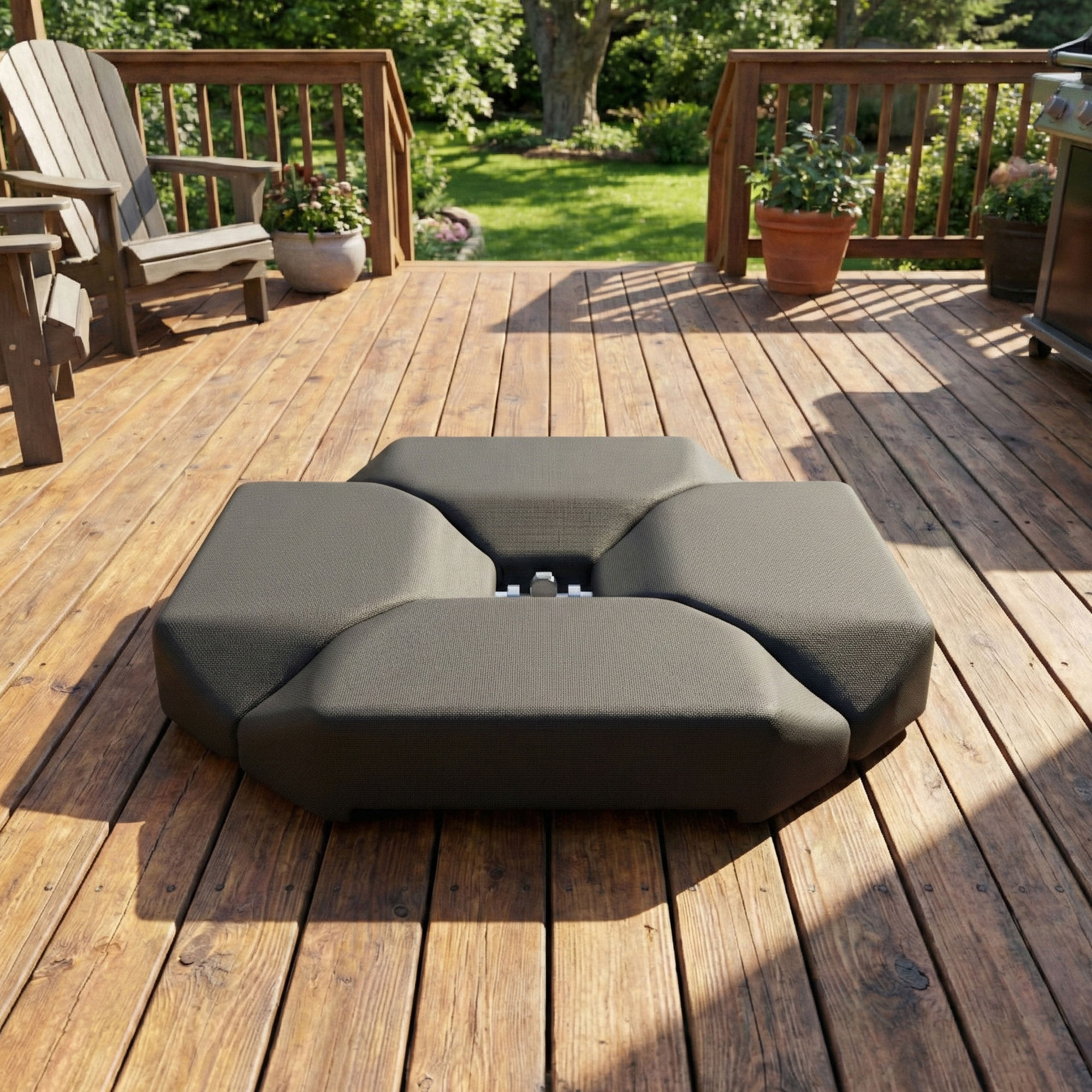 Base para Sombrilla de 4 Piezas, para Cantilever y de Doble Cara, Soporte para Parasol de HDPE Rellenable con Agua 77 kg o Arena 100 kg, para Jardín, Patio, Terraza, Negro