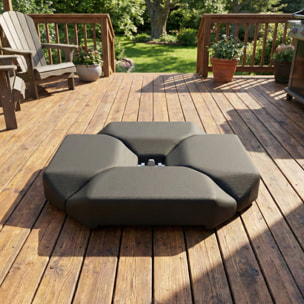 Base para Sombrilla de 4 Piezas, para Cantilever y de Doble Cara, Soporte para Parasol de HDPE Rellenable con Agua 77 kg o Arena 100 kg, para Jardín, Patio, Terraza, Negro
