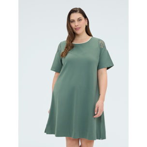 Fiorella Rubino - Vestido corto línea A - Verde militare