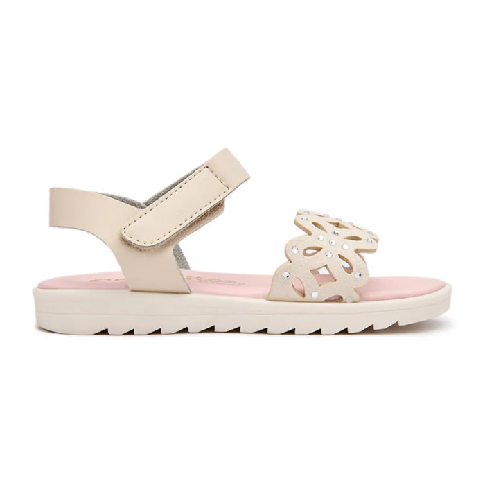 Sandalias de Niña Beiges con Corte de Mariposa