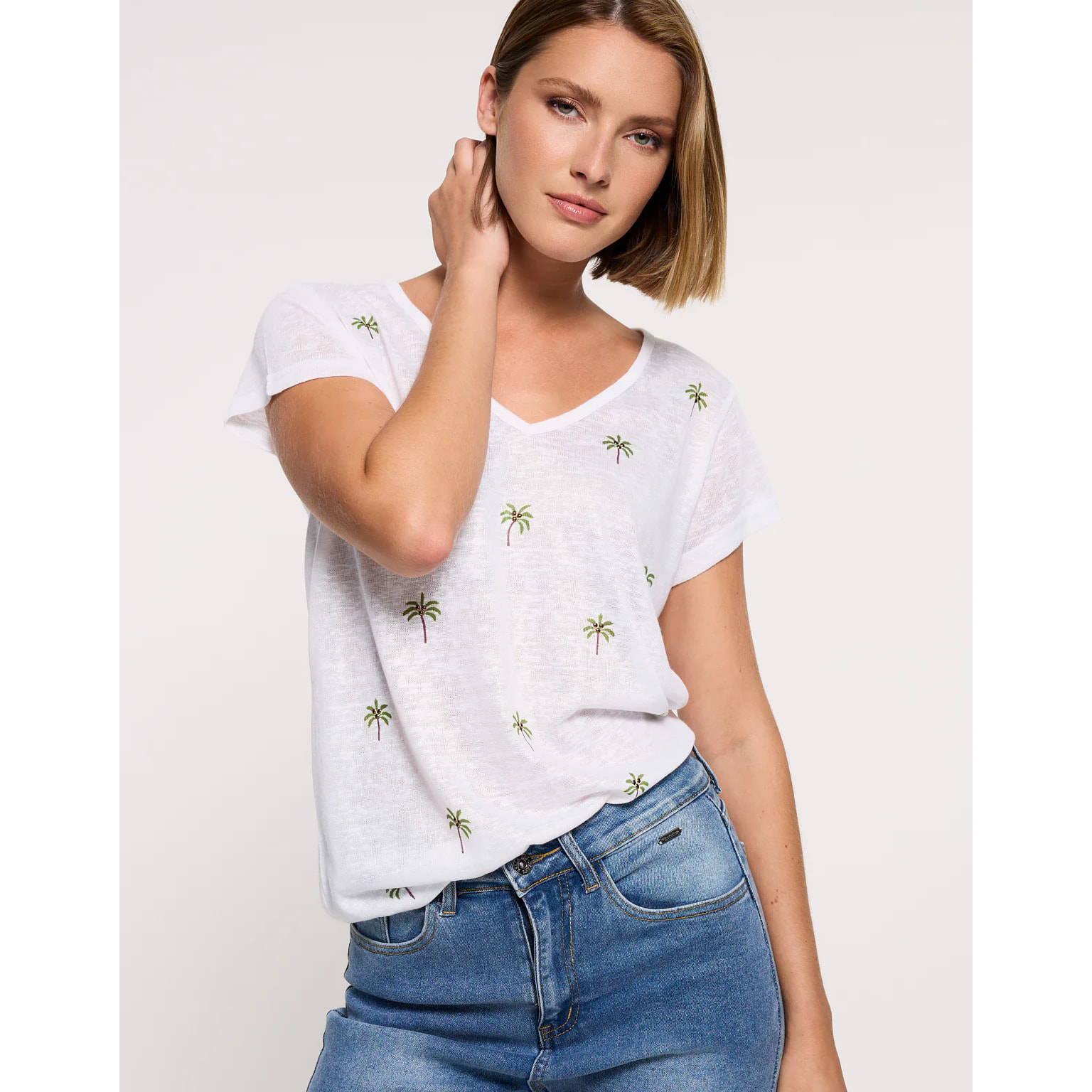 Camiseta Manga Corta Off White - Palmeyra