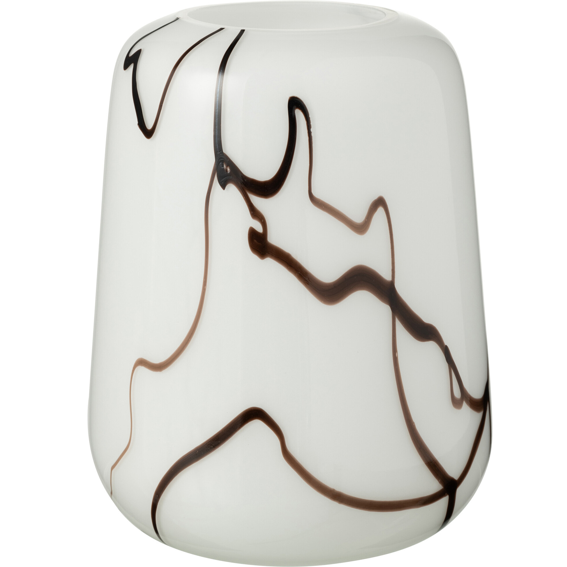 J-Line Vase Effet Fume Etroit Verre Blanc/Noir