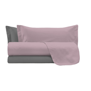 COMPLETO LETTO NATURAL COLOUR MADE IN ITALY COTONE-ROSA ANTICO/FUMO MATRIMONIALE