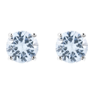 Orecchini a Lobo con Punto Luce in Cubic Zirconia Blu in Argento 925 placcato Platino