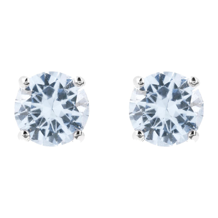 Orecchini a Lobo con Punto Luce in Cubic Zirconia Blu in Argento 925 placcato Platino