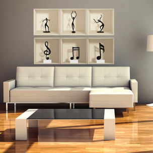 Stickers muraux 3D | Sticker Mural Autocollant effet 3D Danse et la musique - Stickers adhésifs 3D Chambre Salon Trompe l'oeil