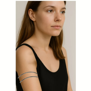 Brazalete doble aro en latón plata 10µ multiposición ajustbale