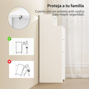 Cómoda de 4 Cajones con Estación de Carga, Cajonera para Dormitorio con Puerto USB, Puerto USB-C, Estante Abierto, 80x40x120 cm, Blanco