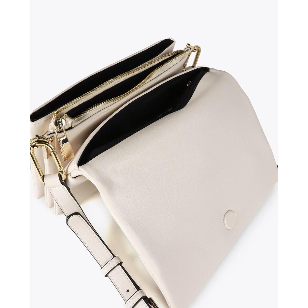 Borsa a tracolla in ecopelle con tre scomparti e patta