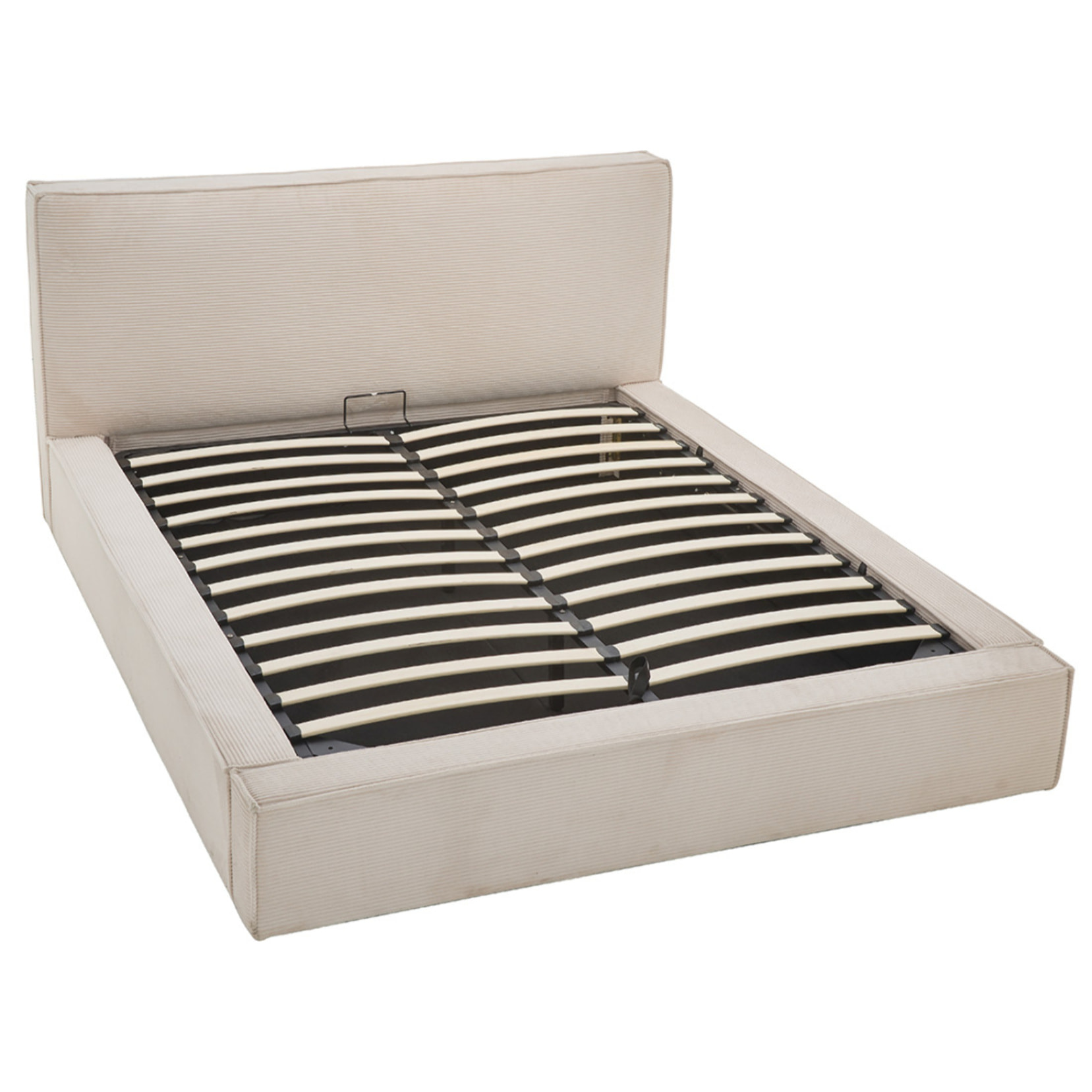 Topaze - lit coffre - 160x200 cm - sommier inclus - velours côtelé - Beige