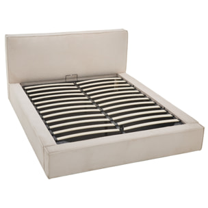 Topaze - lit coffre - 160x200 cm - sommier inclus - velours côtelé - Beige