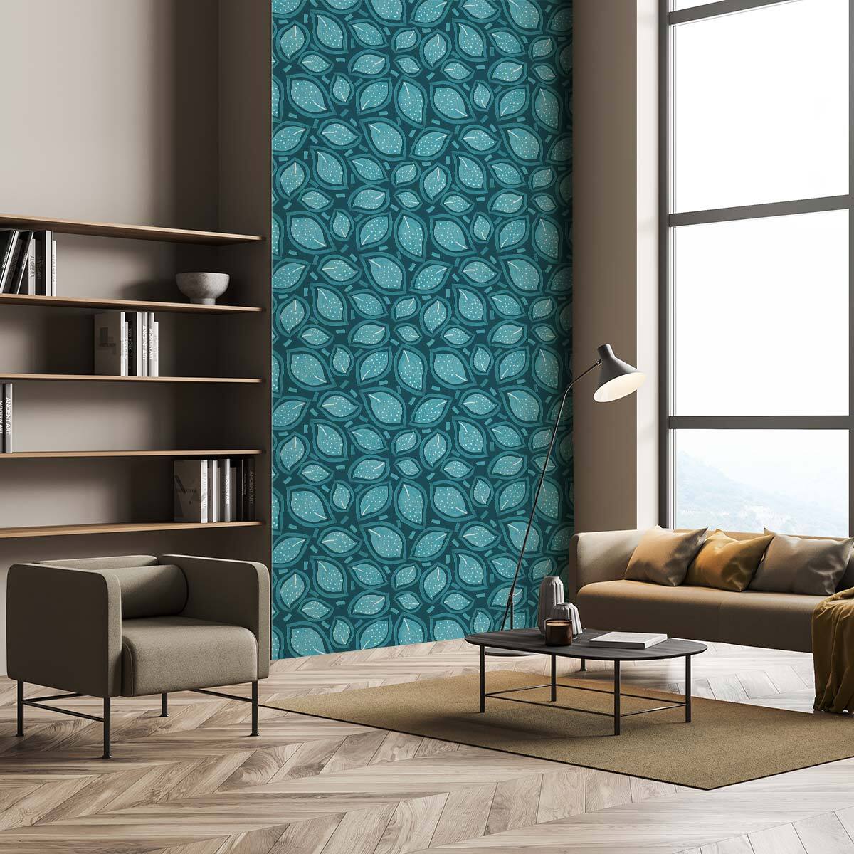 Papier peint turquoise éparse Intissé
