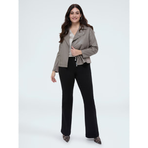 Fiorella Rubino - Giacca biker con inserti in tessuto stretch - Grigio