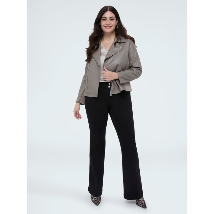 Fiorella Rubino - Giacca biker con inserti in tessuto stretch - Grigio