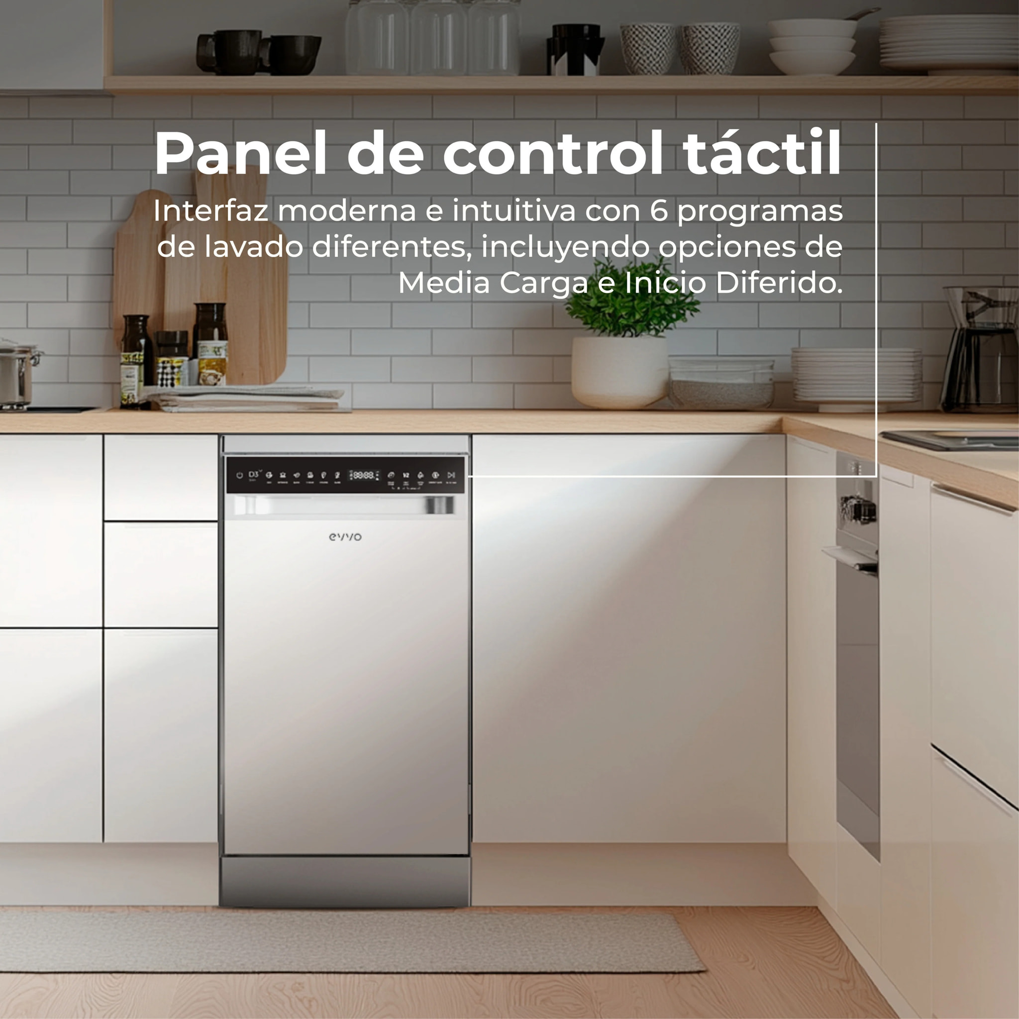 LAVAVAJILLAS EVVO D3X Slim (45 cm), 10 Cubiertos, 8 Programas, Inox, Ancho 450 mm