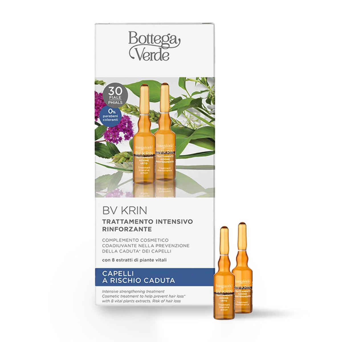 BV Krin - Tratamiento intensivo reforzante - complemento cosmético coadyuvante en la prevención de la caída* del cabello - con 8 extractos de plantas vitales (30 ampollas) - cabello en riesgo de caída