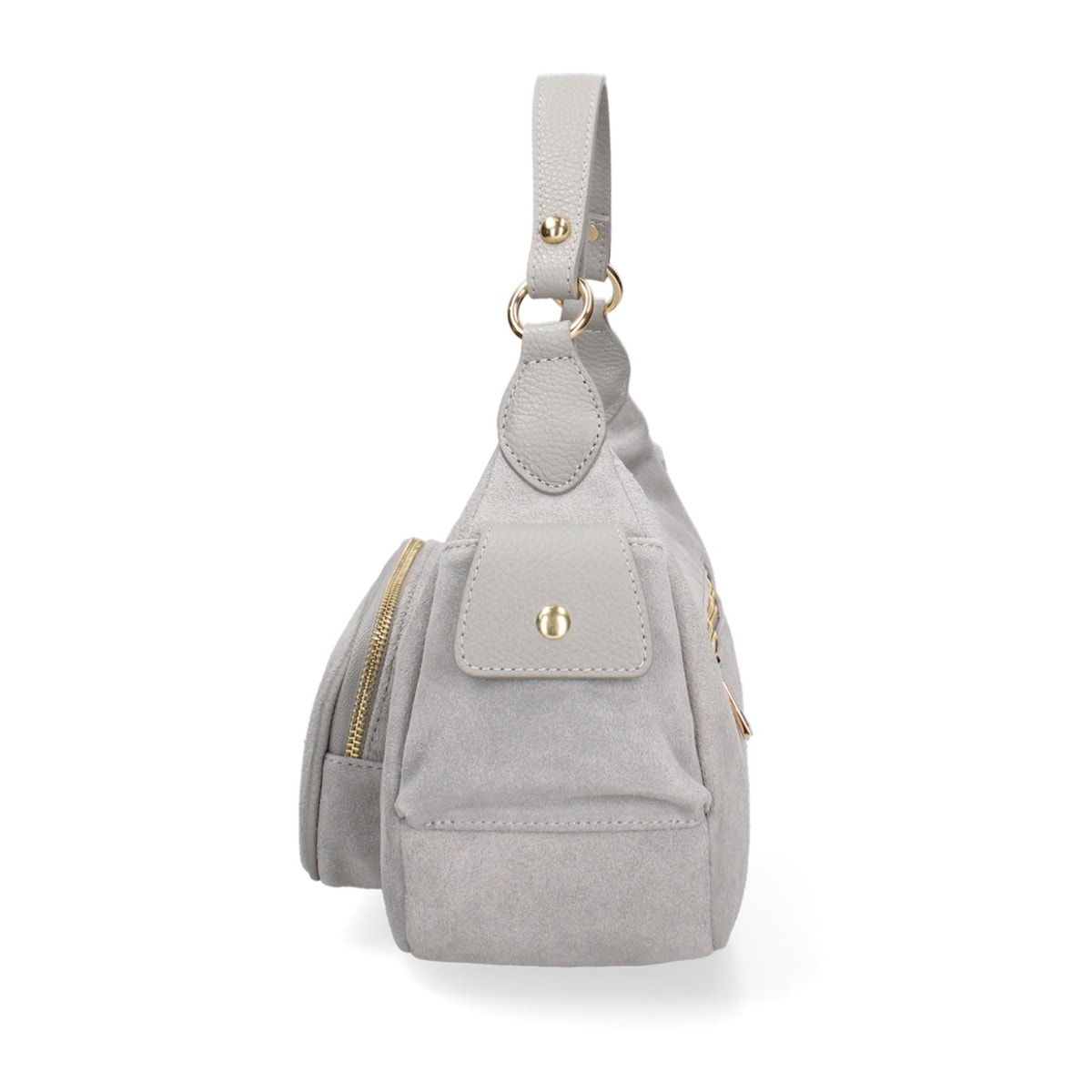 Borsa a spalla da donna Made in Italy - Modello Ardena - Pelle scamosciata - 30.0 x 17.0 x 12.0 cm