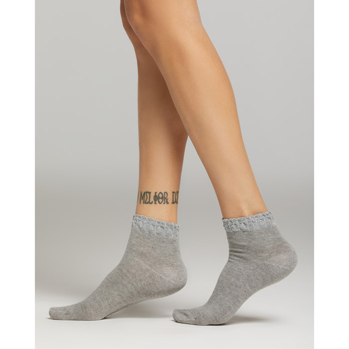 Calza Tosca con bordo in lamè goffrato