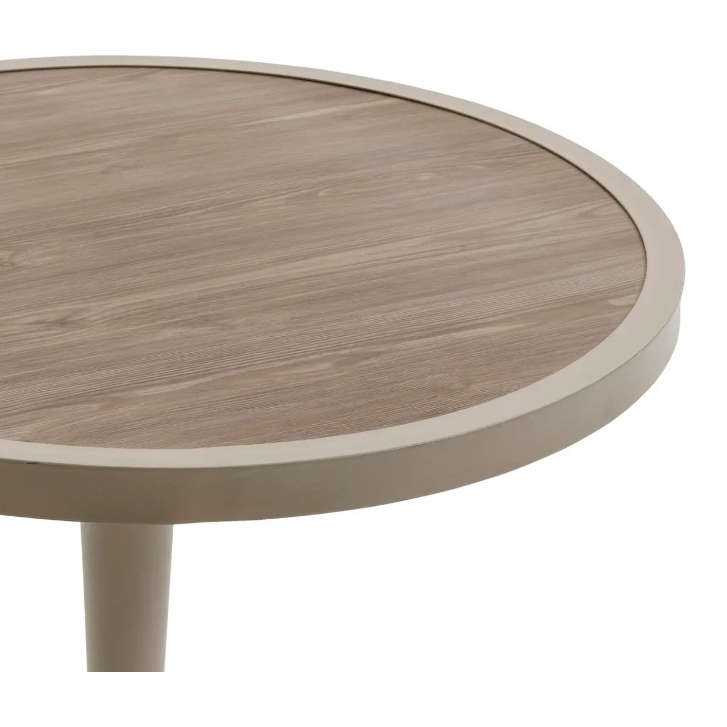 Table de jardin bistro "Ovialon" effet bois argile & lin en aluminium