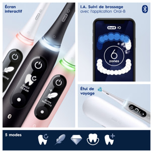 Oral-B iO 6N - Avec Etui de Voyage - Blanche - Brosse À Dents Électrique + 6 brossettes iO ultimate clean blanc