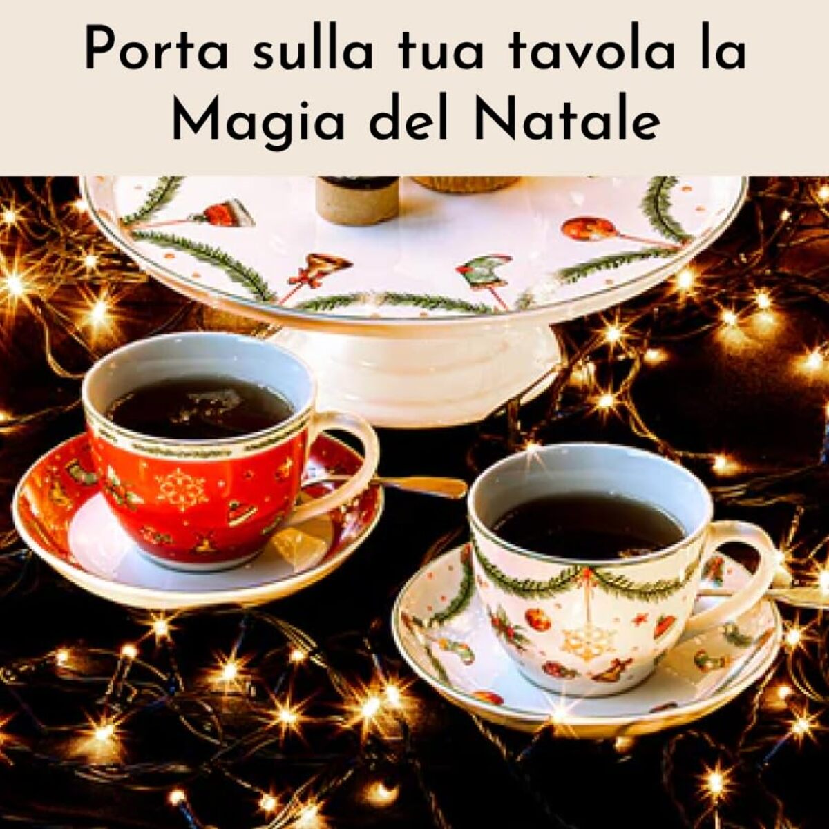 Set 4 tazze da tè Fantasia del Natale in new bone china