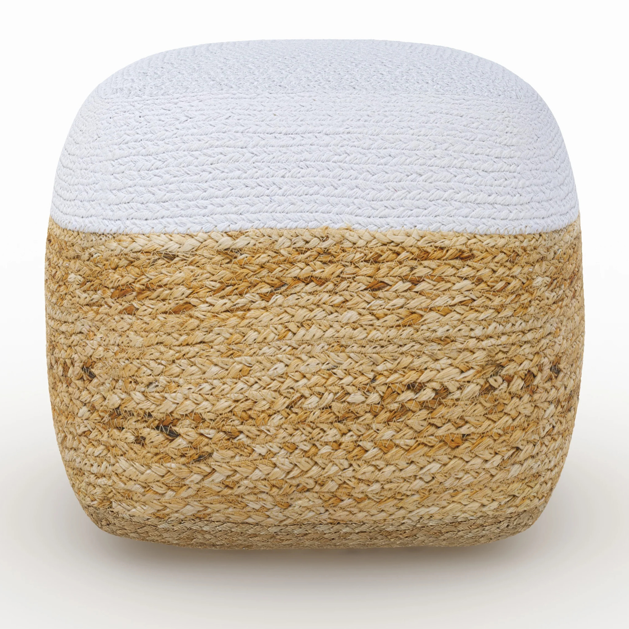 Pouf en jute beige et blanc D40 cm - Billy