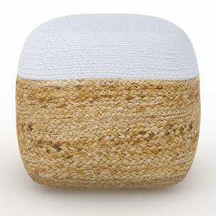Pouf en jute beige et blanc D40 cm - Billy