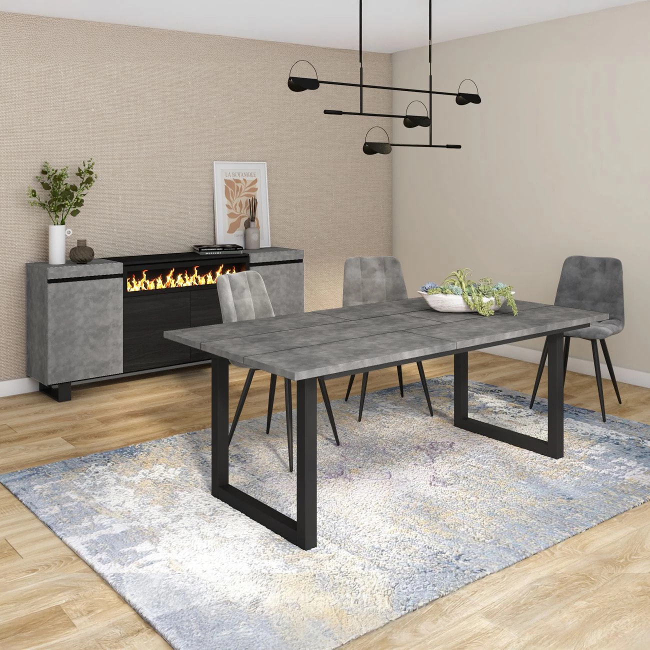 Mesa de comedor Altea 200 Cemento Negro