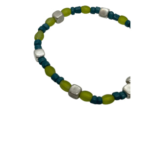 Pulsera mariposa elastica en plata y verdes cristal