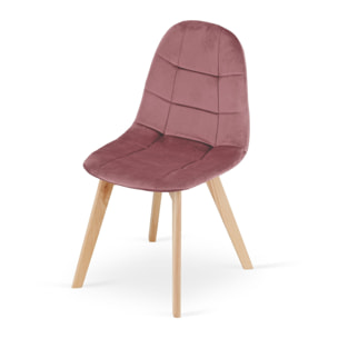 Set di 2 sedie Bora in velluto rosa antico e legno