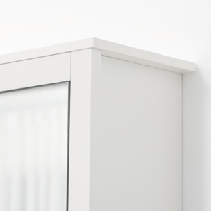 Armario de Pared con Espejo Mueble Suspendido de Baño Armario Colgante para Baño con 2 Puertas de Vidrio y Estante de Almacenamiento 80x20x65 cm Blanco