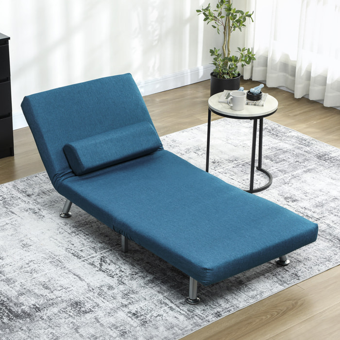 Fauteuil convertible 3 en 1 chauffeuse lit avec coussin bleu canard