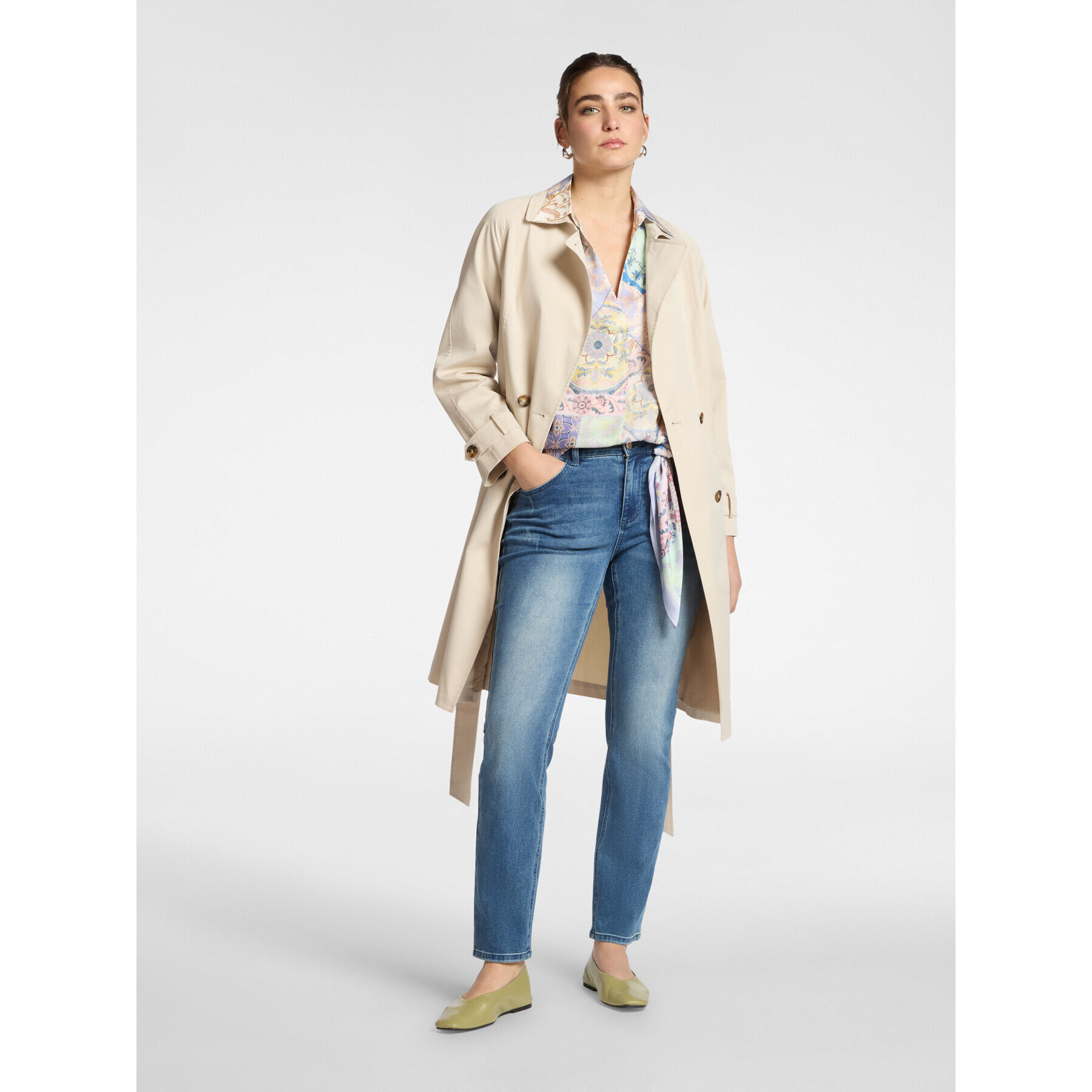 Elena Mirò - Trench cruzado en gabardina - Beige
