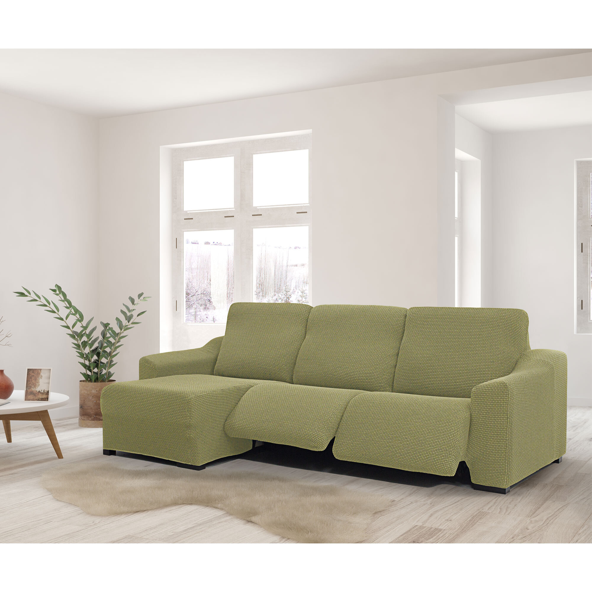 Funda para Chaise Longue izquierda (visto de frente ) brazo largo SÚPER ELÁSTICA con RELAX modelo HELENA