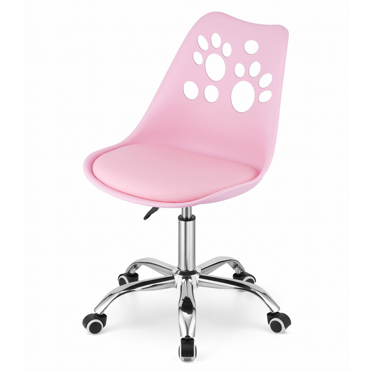 Sedia girevole PRINT rosa per bambini e ragazzi con decoro a zampe