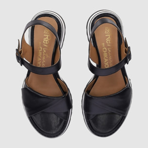 Sandalias de Piel - Negro - Tacón: 4 cm