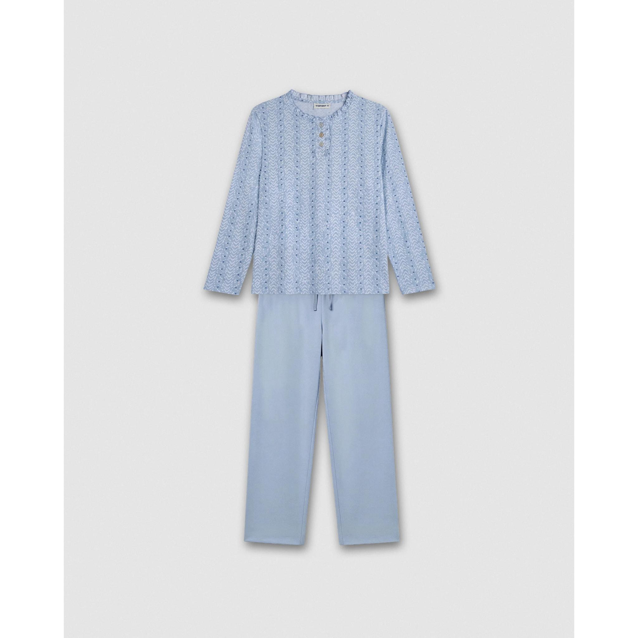 Pijama largo algodón frunce zuberi índigo
