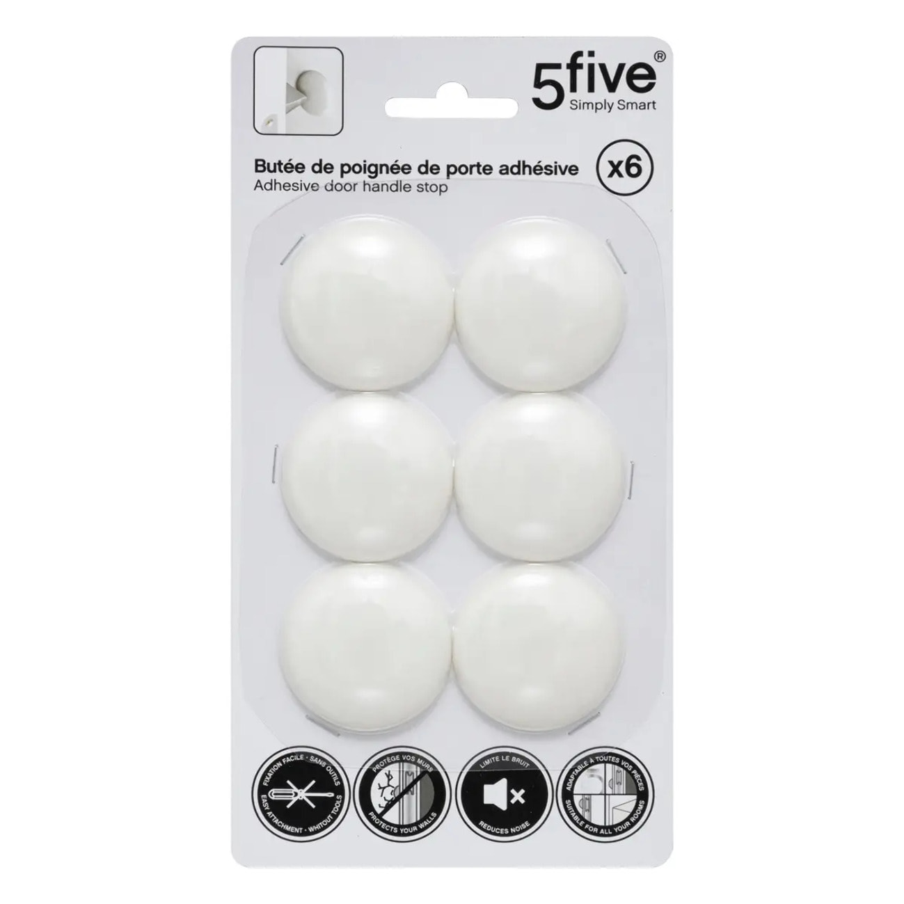 Lot de 6 butées de poignée de porte adhésive