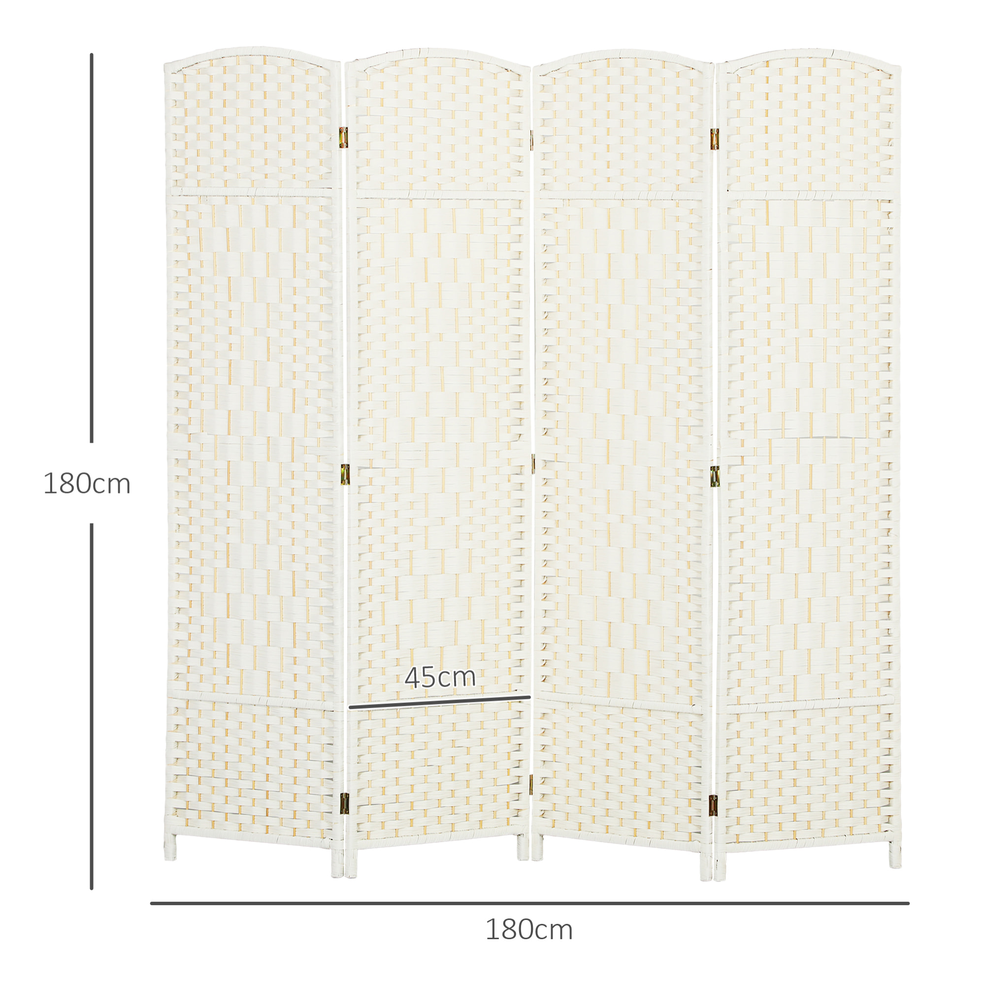 Paravent intérieur en bois 4 panneaux 180 x 180 cm séparateur de pièce pliable bois blanc