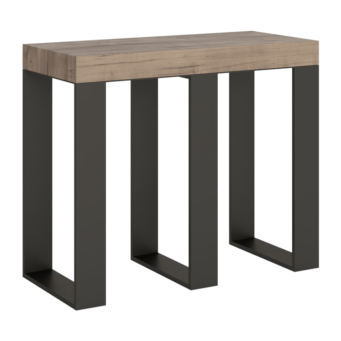 Console extensible 90x40/300 cm Sintesi Chêne Nature cadre Anthracite