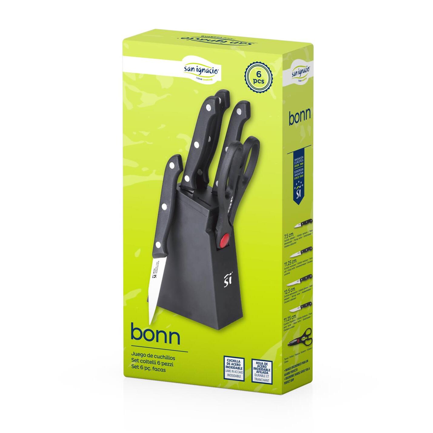 Juego de 4 cuchillos + tijeras + tacoma bonn acero inoxidable san ignacio