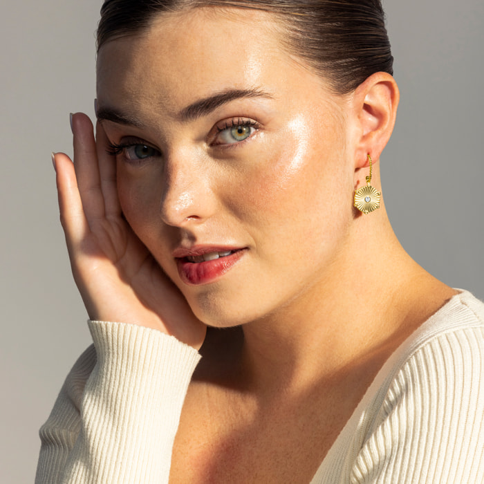 Pendientes de Circonita Brillante acabados en oro amarillo de 18K- Rira