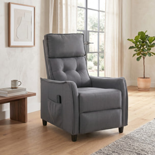 Sillón de Masaje, Sillón Relax Reclinable 160° con Mando a Distancia, Reposapiés, 2 Zonas de Masaje, Asiento de Muelles, Bolsillos, Tapizado en Lino Transpirable para Salón, 69x93x104 cm, Gris