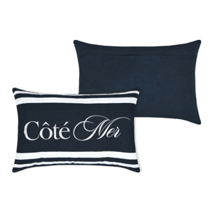 Coussin polycoton Côté Mer - Bleu Marine