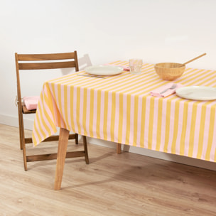 Nappe en tissu jacquard Maglia rayé Rose et Jaune d’œuf