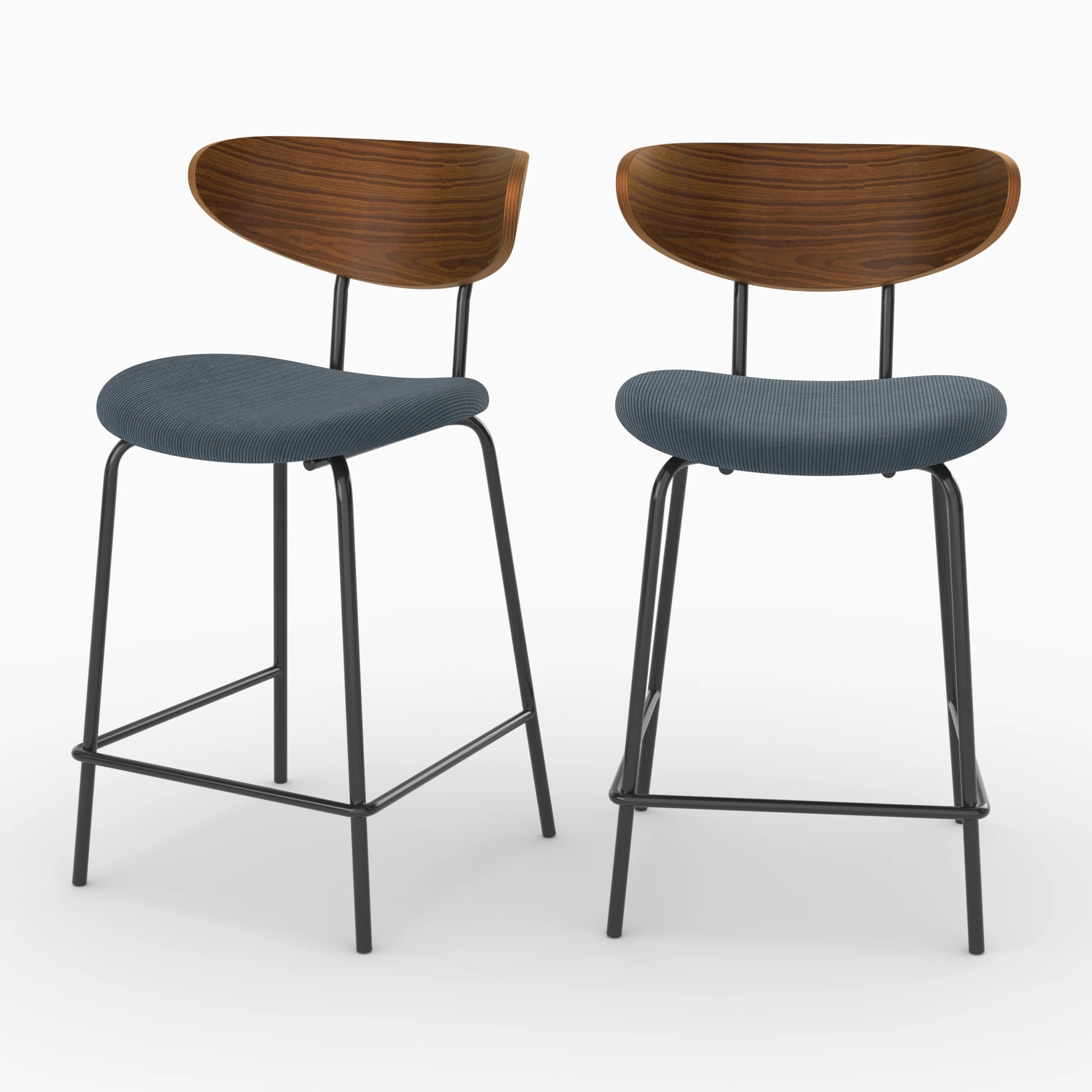 Lot de 2 chaises pour îlot central, velours côtelé bleu marine 64.5 cm - Jade