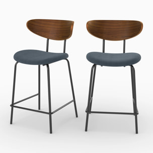 Lot de 2 chaises pour îlot central, velours côtelé bleu marine 64.5 cm - Jade